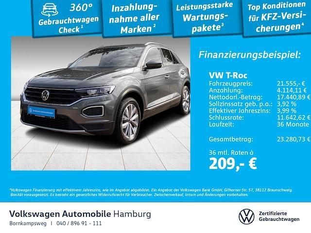 X3 indiumgrau metallic Gebraucht 2021 VW T-Roc Style SUV | 21.333 € (Fairer Preis) - Bild 1/3