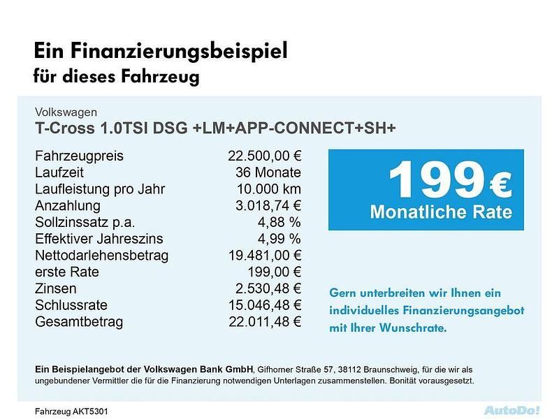 Gebraucht VW T-Cross Basis 110 PS (80 kW) 2023 Pure white (weiß), uni SUV