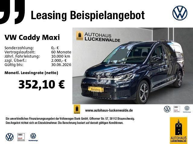 Neu VW Caddy Maxi Dark Label 122 PS (89 kW) 2025 Blau Van / Kleinbus