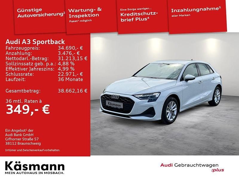 Weiß Gebraucht 2025 Audi A3 Sportback Limousine | 34.690 € (Fairer Preis) - Bild 1/4