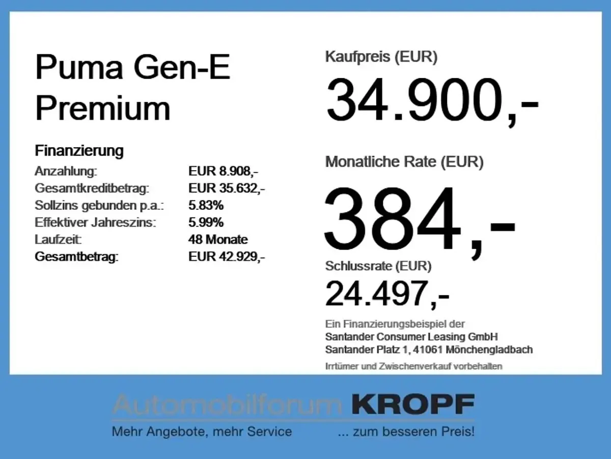 Neu Ford Puma Gen-E Premium 124 kW (169 PS) 2026 Obsidianschwarz metallic SUV