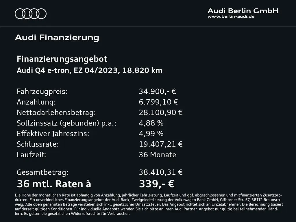 Gebraucht Audi Q4 e-tron Comfort 150 kW (204 PS) 2023 Gletscherweiß metallic SUV