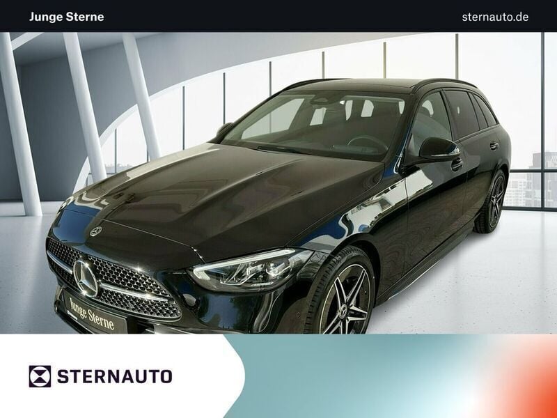 Lack obsidianschwarz Gebraucht 2023 Mercedes C200 AMG line Kombi | 33.320 € (Guter Preis) - Bild 1/4