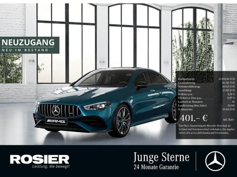 Blau / hyperblau Gebraucht 2024 Mercedes CLA35 AMG Premium Plus Coupé | 55.890 € (Etwas zu teuer) - Bild 1/4