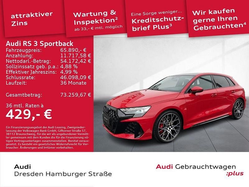 Progressivrot metallic Gebraucht 2025 Audi RS3 Sportback Ambiente Kleinwagen | 65.890 € (Guter Preis) - Bild 1/3