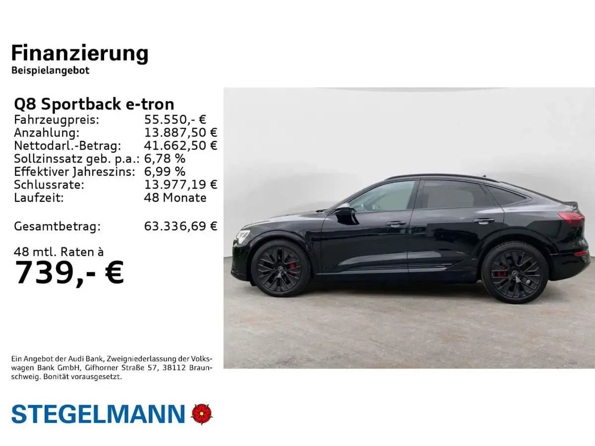Gebraucht Audi Q8 Sportback e-tron S-Line 300 kW (408 PS) 2024 Mythosschwarz metallic SUV