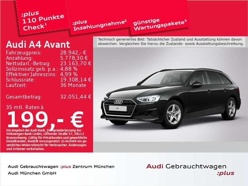 Brillantschwarz Gebraucht 2022 Audi A4 Performance Kombi | 28.942 € (Guter Preis) - Bild 1/2