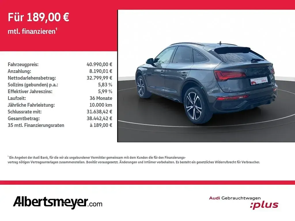 Gebraucht Audi Q5 Sportback Competition 204 PS (150 kW) 2023 Daytonagrau perleffekt SUV
