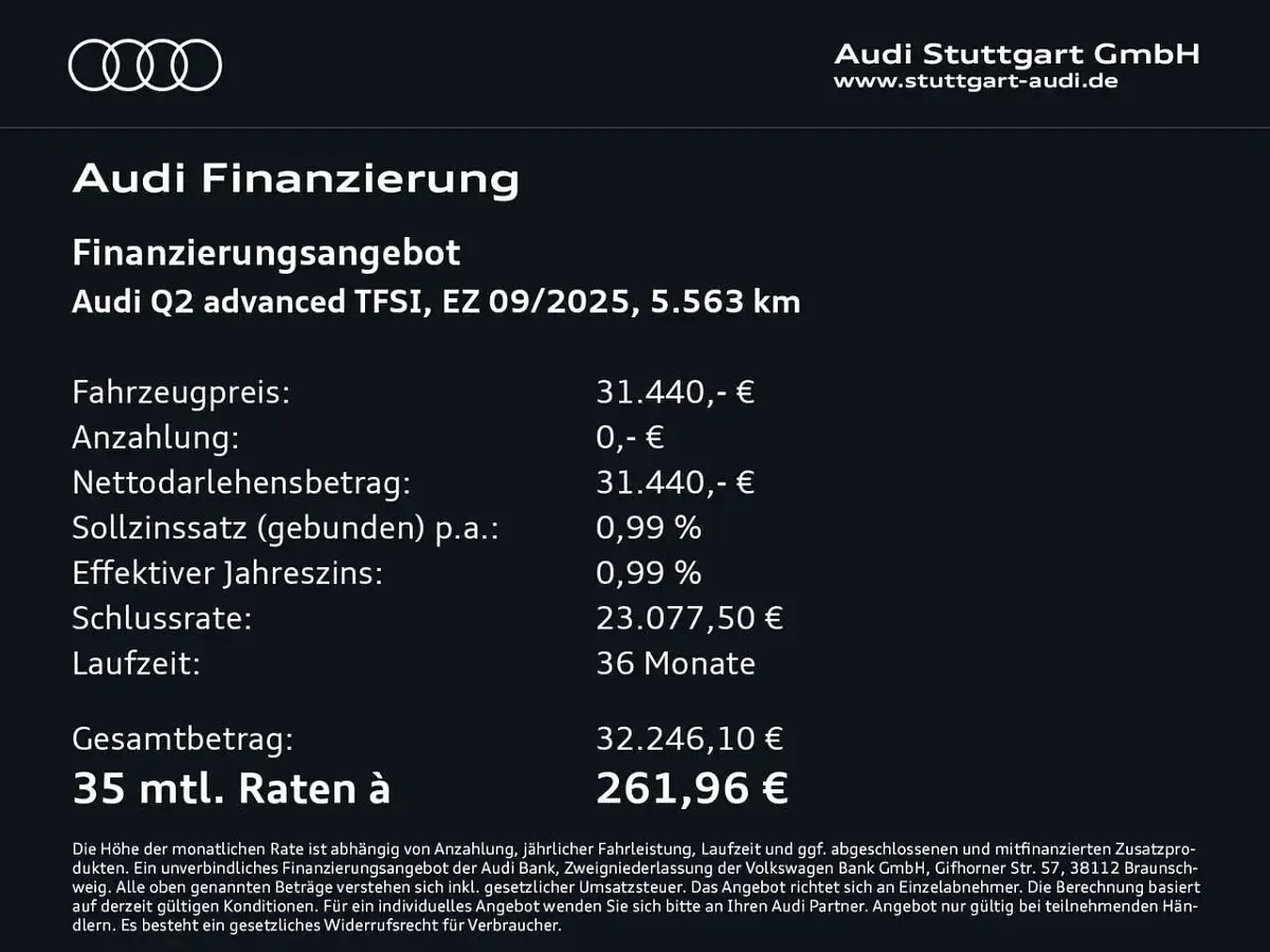 Gebraucht Audi Q2 Advanced Plus 150 PS (110 kW) 2025 Grau SUV