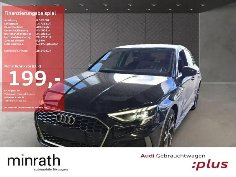 Schwarz Gebraucht 2022 Audi A3 Sportback e-tron S-Line Limousine | 28.239 € (Fairer Preis) - Bild 1/4
