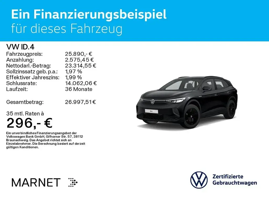 Brugt VW ID.4 Pro Performance 150 kW (204 HK) 2022 Sort SUV