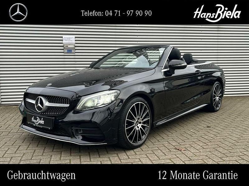 Lack obsidianschwarz Gebraucht 2019 Mercedes C200 AMG Cabrio | 31.850 € (Fairer Preis) - Bild 1/4