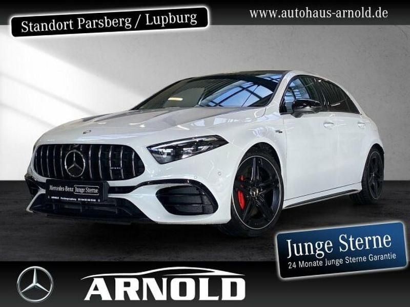 Digitalweiß (metallic) Gebraucht 2023 Mercedes A45 AMG Limousine | 58.489 € (Etwas zu teuer) - Bild 1/4