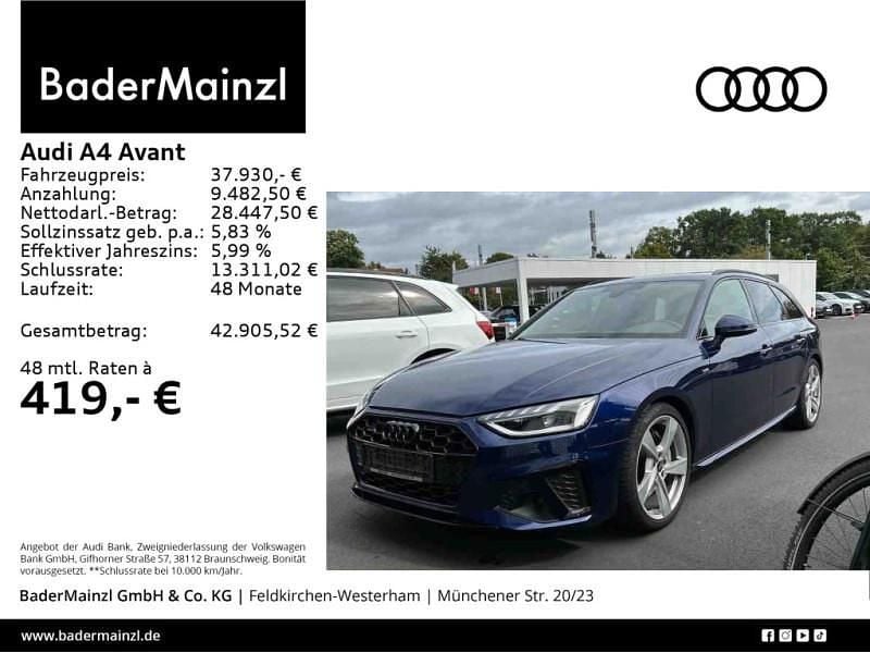Blau Gebraucht 2022 Audi A4 S-Line Kombi | 37.930 € (Fairer Preis) - Bild 1/3
