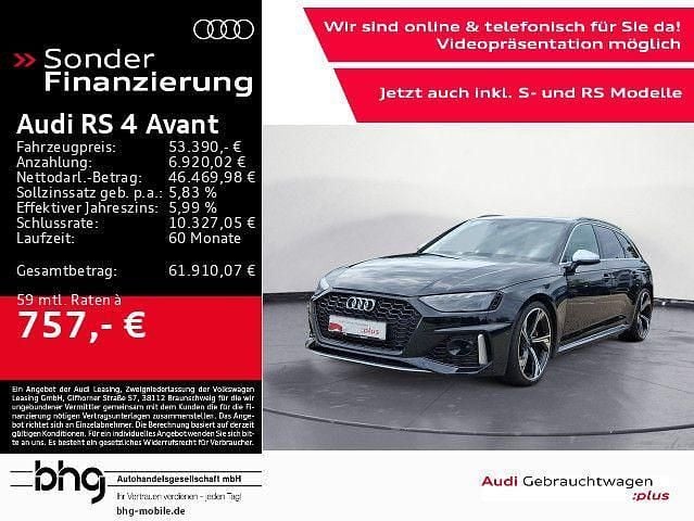Mythosschwarz metallic Gebraucht 2021 Audi RS4 Ambiente Kombi | 53.390 € (Guter Preis) - Bild 1/4