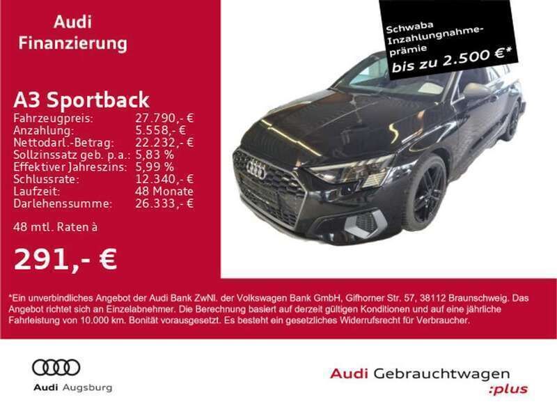 Mythosschwarz metallic Gebraucht 2021 Audi A3 Edition .1 Limousine | 27.790 € (Fairer Preis) - Bild 1/4