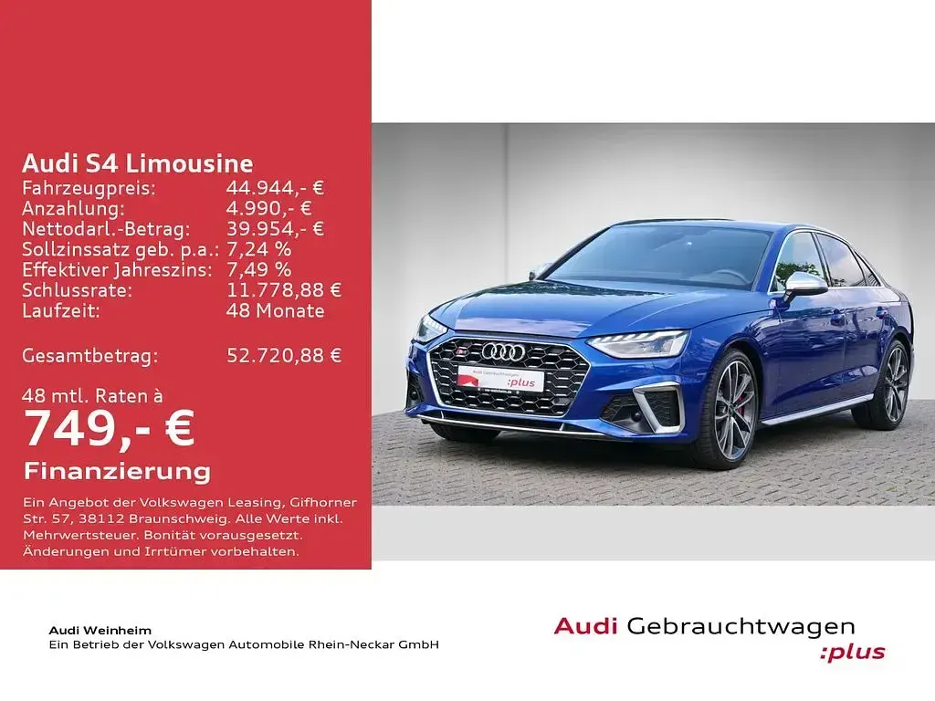 Gebraucht Audi S4 Ambiente 341 PS (250 kW) 2022 Individuallackierungen audi ex Limousine