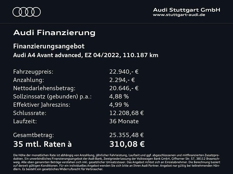 Second-hand Audi A4 Advanced 163 CP (119 kW) 2022 Negru Break