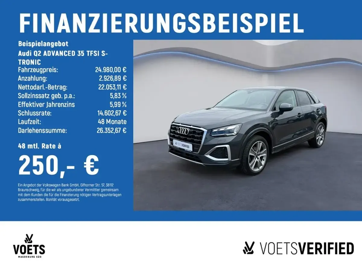 Gebraucht Audi Q2 Advanced Plus 150 PS (110 kW) 2023 Grau SUV