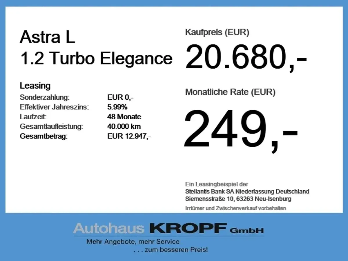 Gebraucht Opel Astra Elegance 131 PS (96 kW) 2023 Blau Limousine