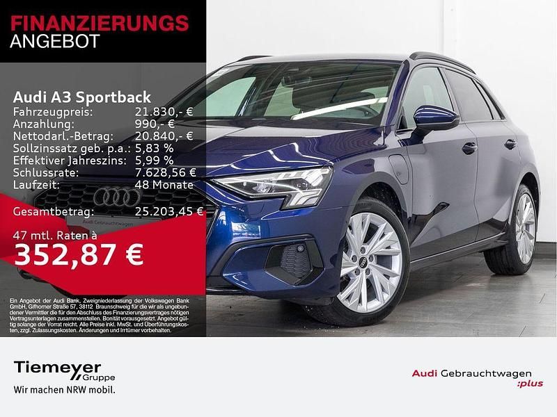 Blau Gebraucht 2021 Audi A3 Sportback e-tron Advanced Limousine | 21.830 € (Fairer Preis) - Bild 1/4