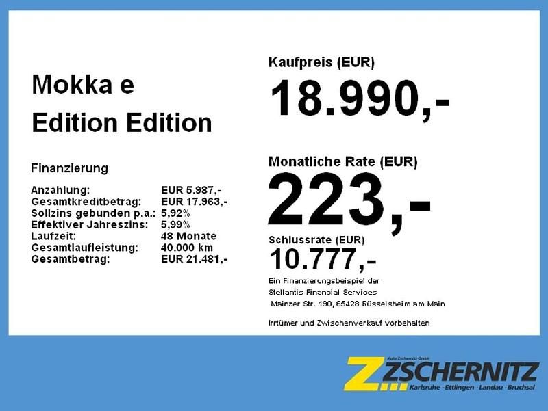 Gebraucht Opel Mokka-e Edition 100 kW (136 PS) 2023 Lackierung schwarz perla nera/ SUV