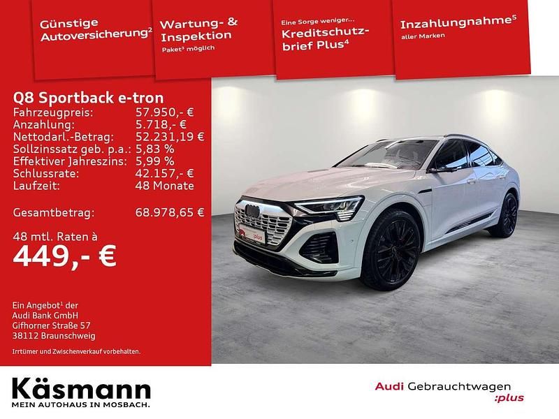 Gletscherweiß metallic Gebraucht 2023 Audi Q8 e-tron S-Line SUV | 57.950 € (Fairer Preis) - Bild 1/3