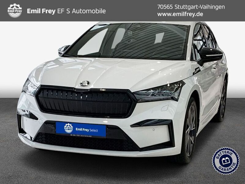 Moonweiss metallic Gebraucht 2021 Skoda Enyaq iV SportLine SUV | 24.890 € (Fairer Preis) - Bild 1/4
