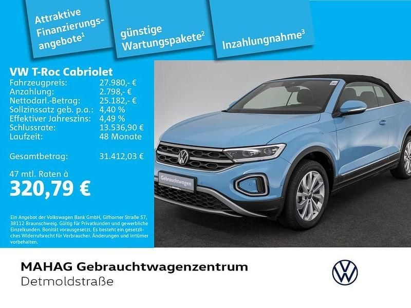 Teal blue Gebraucht 2022 VW T-Roc Cabriolet Style Cabrio | 27.980 € (Guter Preis) - Bild 1/2