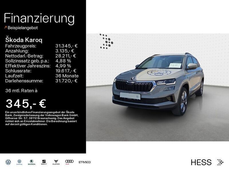 Stahlgrau Gebraucht 2023 Skoda Karoq Style SUV | 31.345 € (Etwas zu teuer) - Bild 1/4