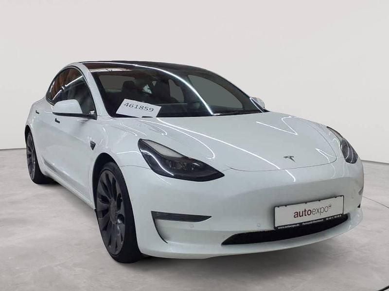 Pearl white multicoat Gebraucht 2021 Tesla Model 3 Performance Limousine | 26.290 € (Guter Preis) - Bild 1/4