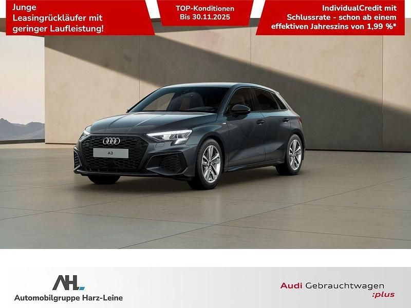 Grau Gebraucht 2024 Audi A3 Sportback S-Line Limousine | 31.998 € (Superpreis) - Bild 1/4