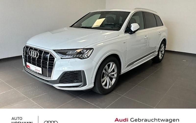 Gletscherweiß metallic Gebraucht 2021 Audi Q7 S-Line SUV | 55.980 € (Superpreis) - Bild 1/4