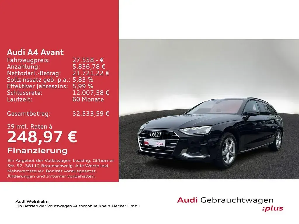 Używany Audi A4 Advanced Plus 204 KM (150 kW) 2023 Czarny Kombi