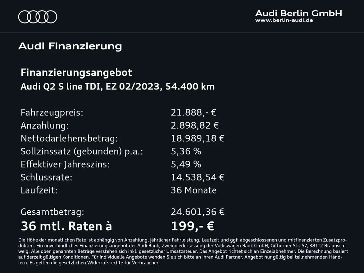 Gebraucht Audi Q2 Ambiente 116 PS (85 kW) 2023 Florettsilber metallic SUV