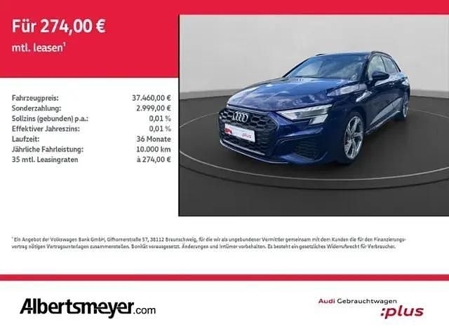 Blau Gebraucht 2024 Audi A3 Sportback S-Line Limousine | 37.459 € (Superpreis) - Bild 1/4
