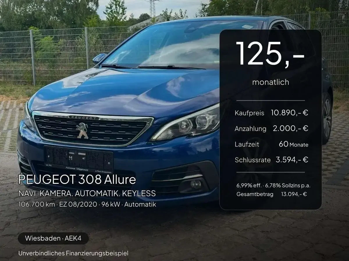 Gebraucht Peugeot 308 Allure 131 PS (96 kW) 2020 Blau Limousine