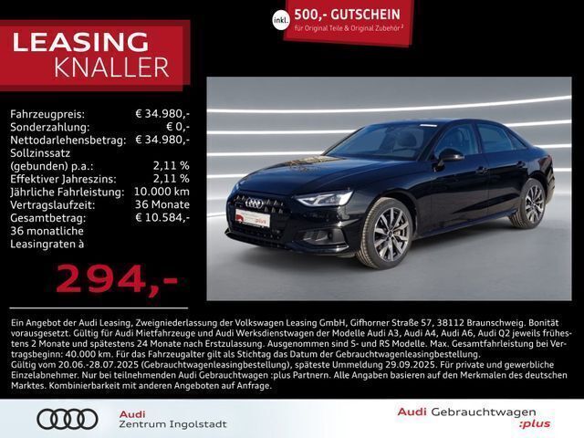 Schwarz metallic Gebraucht 2024 Audi A4 Advanced Limousine | 34.980 € (Fairer Preis) - Bild 1/2