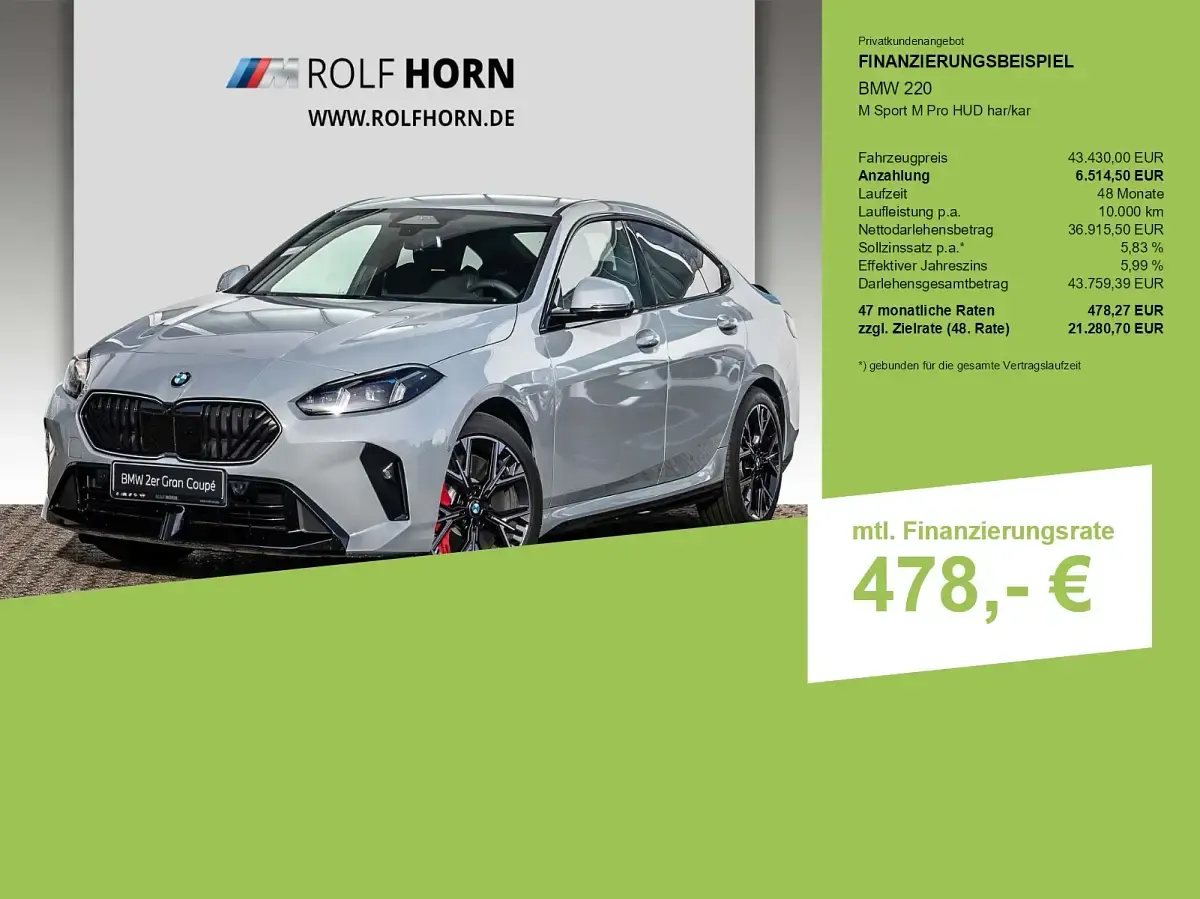 Neu BMW 220 M Sport 170 PS (125 kW) 2026 Silber Coupé