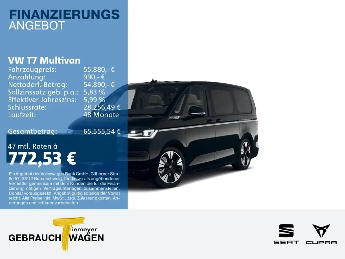 Gebraucht VW Multivan Style 150 PS (110 kW) 2024 Schwarz Van / Kleinbus