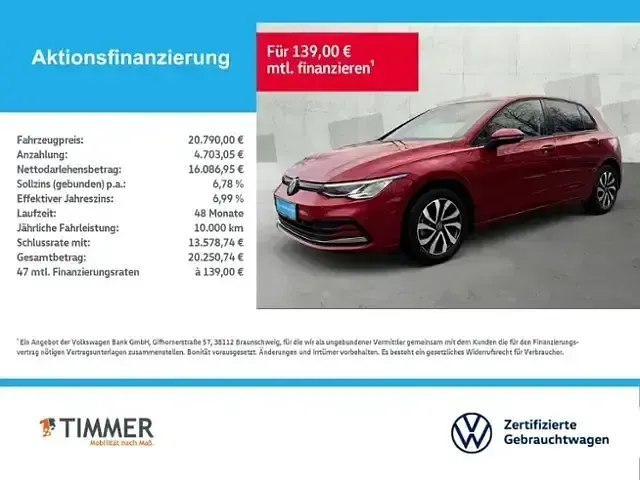 Gebraucht VW Golf VIII Active 150 PS (110 kW) 2022 Kings red metallic Limousine