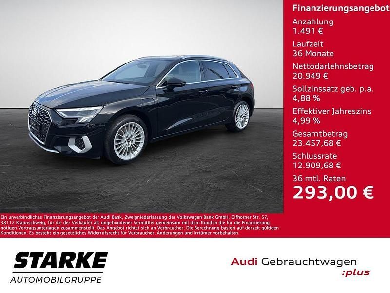 Mythosschwarz metallic Gebraucht 2021 Audi A3 Sportback e-tron Advanced Limousine | 22.440 € (Fairer Preis) - Bild 1/4