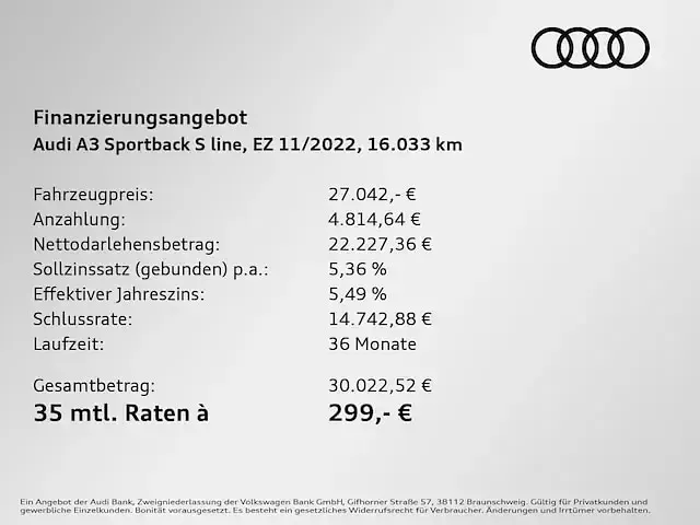 Gebraucht Audi A3 Sportback e-tron S-Line 204 PS (150 kW) 2023 Manhattangrau metallic Kleinwagen