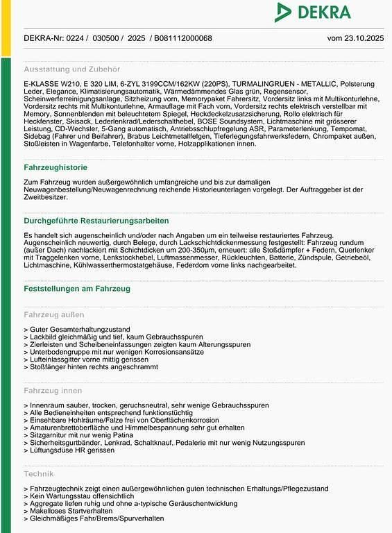 Gebraucht Mercedes E320 Elegance 220 PS (161 kW) 1995 Grün Limousine