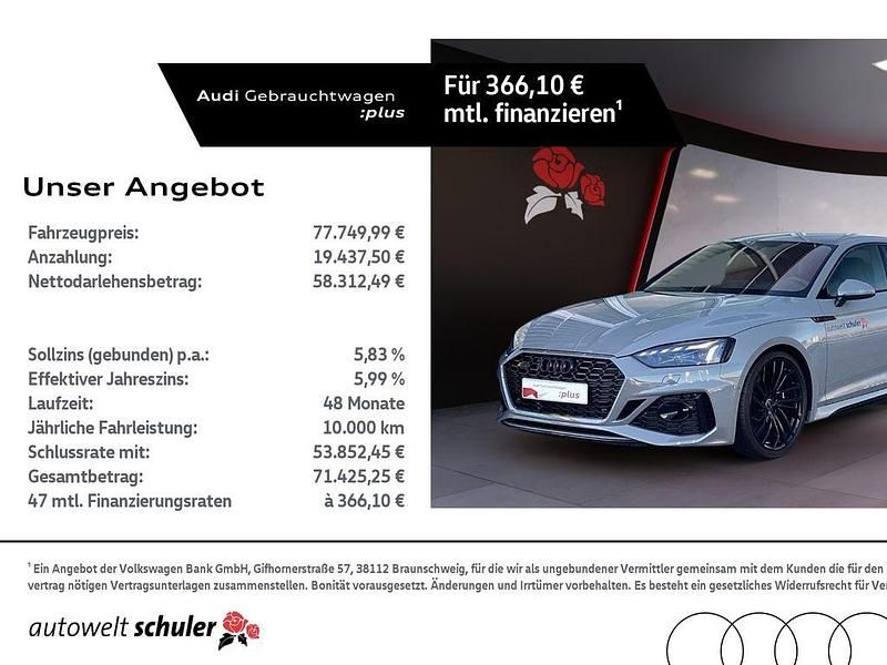 Nardograu Gebraucht 2024 Audi RS5 Sportback Ambiente Limousine | 77.750 € (Fairer Preis) - Bild 1/4