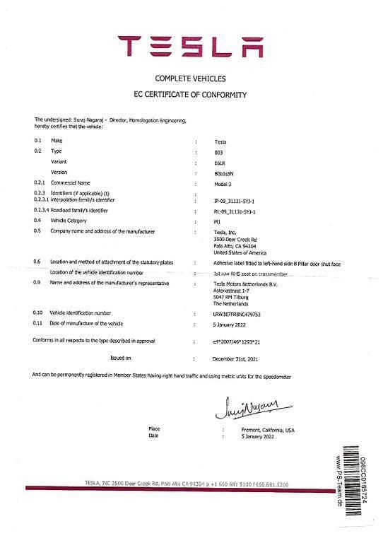 Gebraucht Tesla Model 3 Long Range RWD 211 kW (287 PS) 2022 Blau Limousine