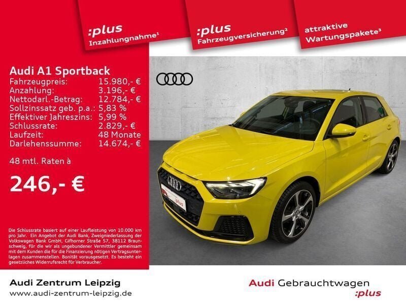 Pythongelb metallic Gebraucht 2019 Audi A1 Sportback Advanced Plus Kleinwagen | 15.980 € (Guter Preis) - Bild 1/3