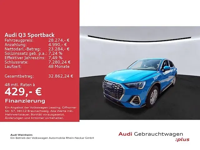 Gebraucht Audi Q3 Sportback Design 150 PS (110 kW) 2022 Turboblau SUV