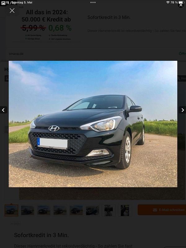 Schwarz Gebraucht 2018 Hyundai i20 Classic Kleinwagen | 9.100 € (Guter Preis) - Bild 1/4