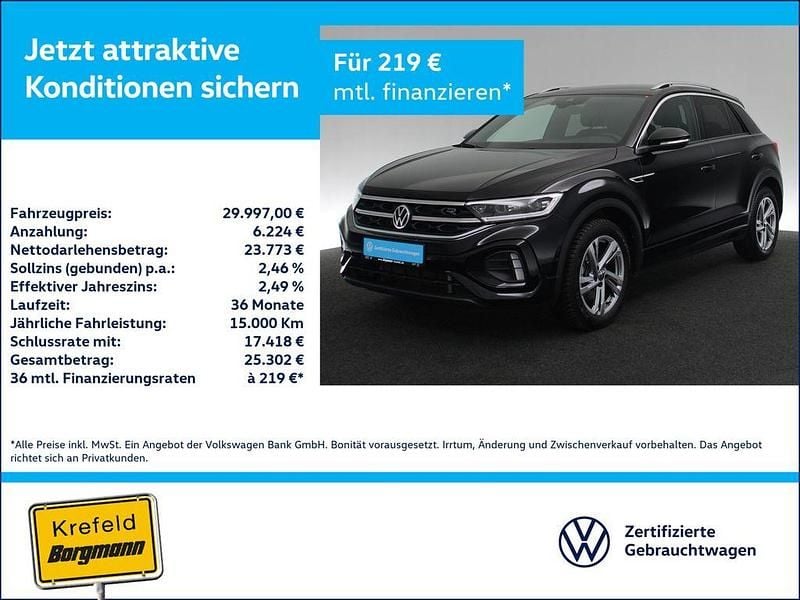 Schwarz / deep black Gebraucht 2024 VW T-Roc R-line SUV | 29.997 € (Guter Preis) - Bild 1/2